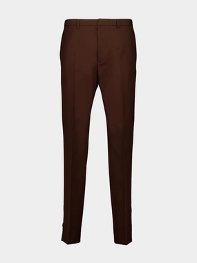 Dark Brown Embossed Wool Twill Pants Suits Mens - men's suits outlet