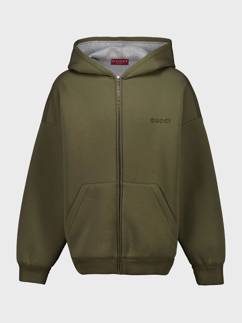 Dark Green Embroidered Hooded Jersey Sweatshirt Tops Mens - thermal tops