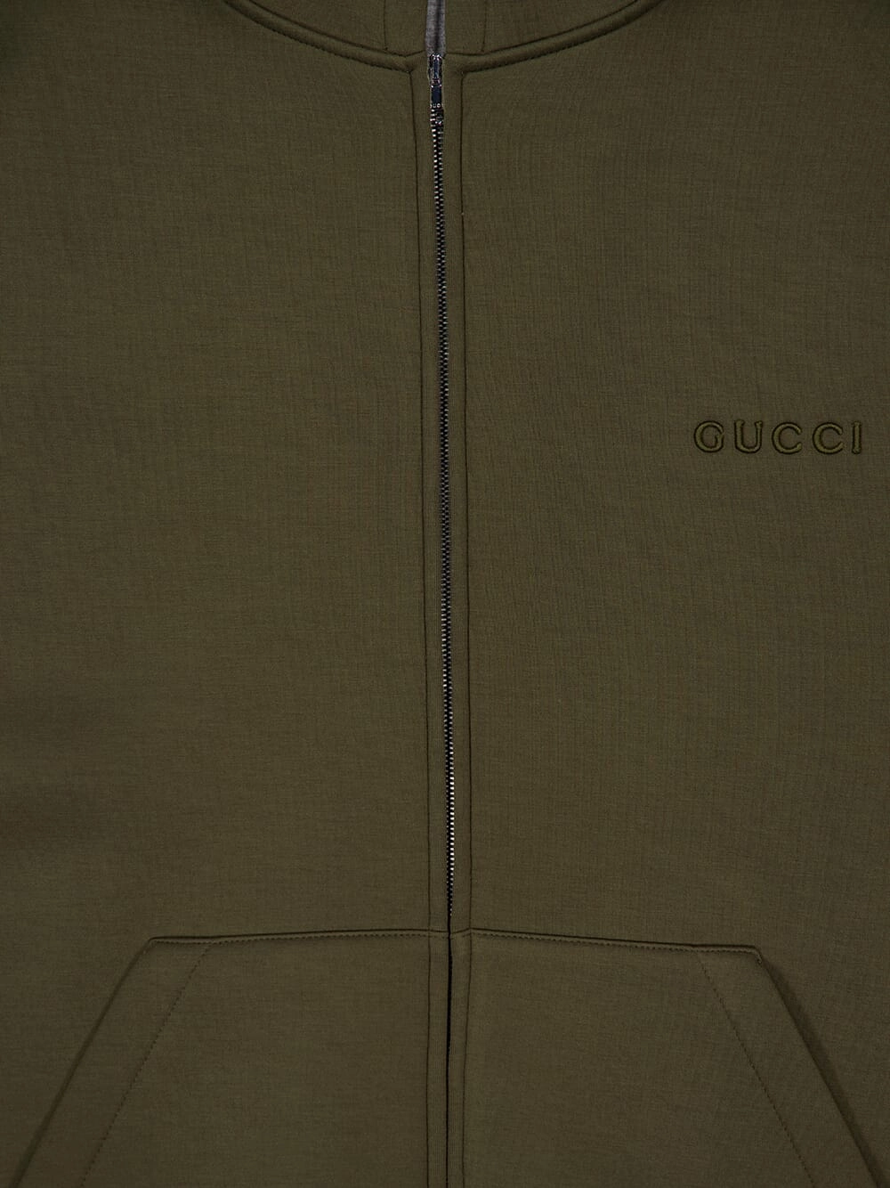 Dark Green Embroidered Hooded Jersey Sweatshirt