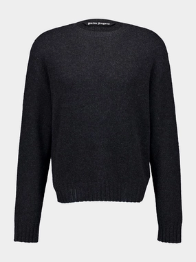 Dark Grey Wool Crew Neck Sweater Knitwear Mens - men's sweaters sale
