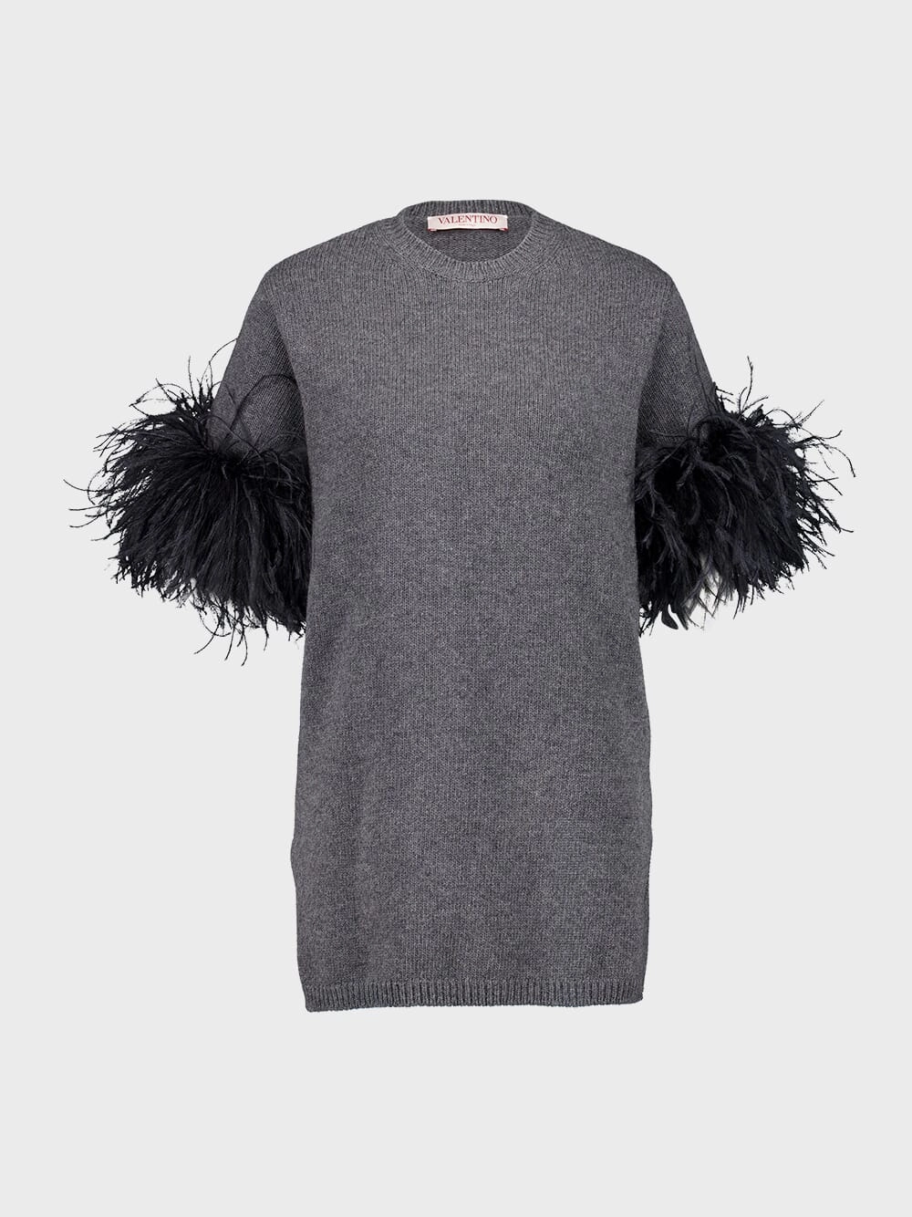 Dark Grey Wool Jumper with Feathers Knitwear Womens - women's knitwear cheap