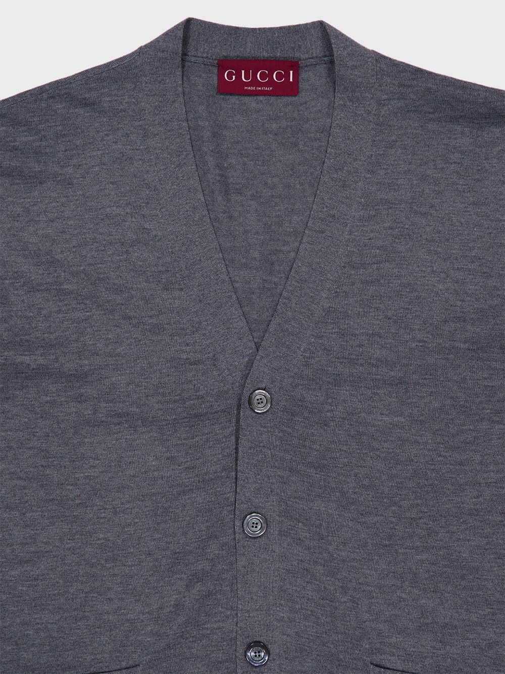 Dark Grey Wool Knit Cardigan with Web Trim