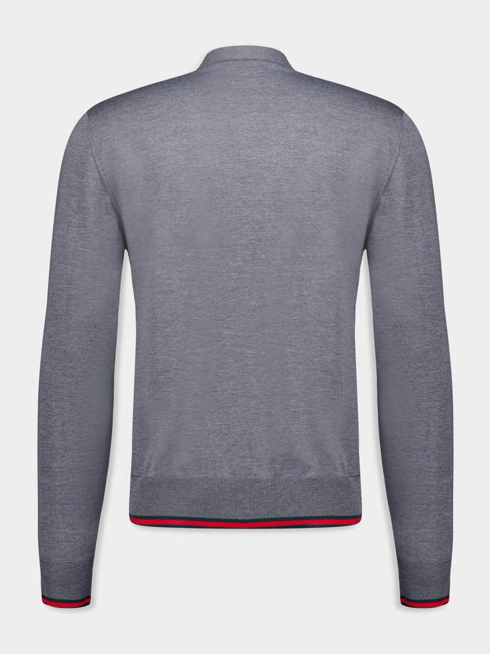 Dark Grey Wool Knit Cardigan with Web Trim
