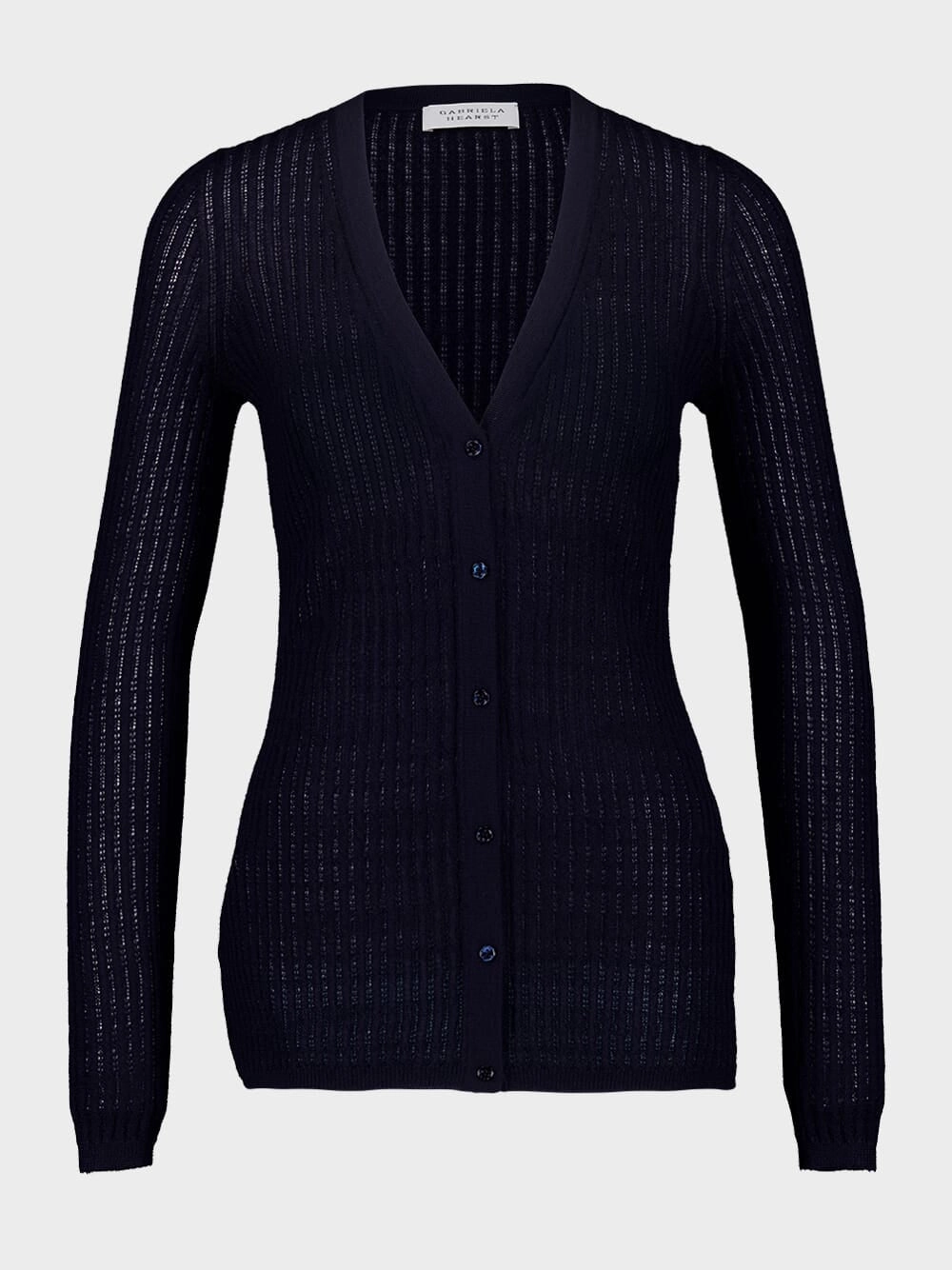 Dark Navy Emma Pointelle Knit Cardigan Knitwear Womens - women's knitwear cheap