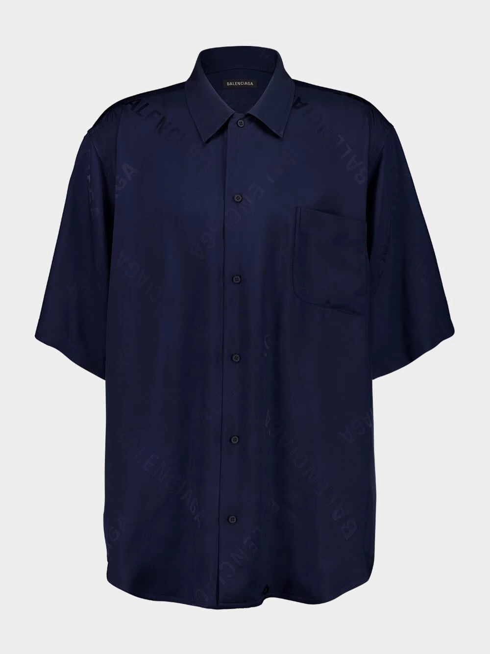 Dark Navy Fluid Jacquard Shirt Tops Mens - graphic tees sale