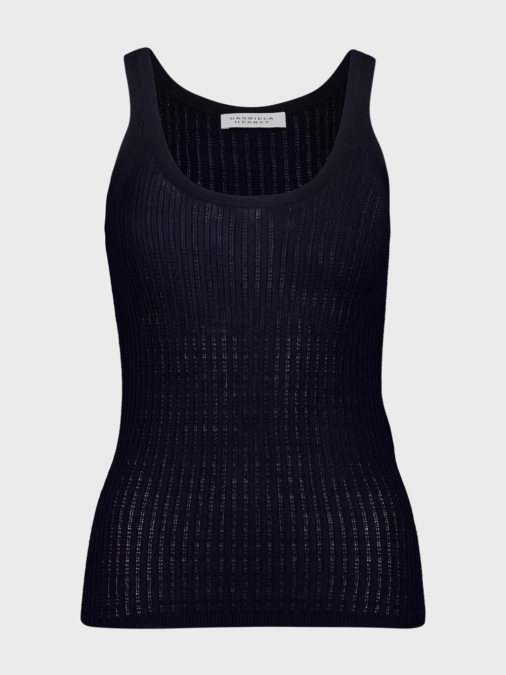 Dark Navy Nevin Pointelle Knit Tank Top Knitwear Womens - women's knitwear cheap