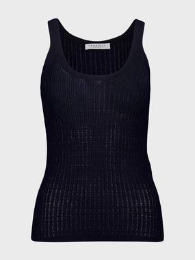 Dark Navy Nevin Pointelle Knit Tank Top Knitwear Womens - women's knitwear cheap