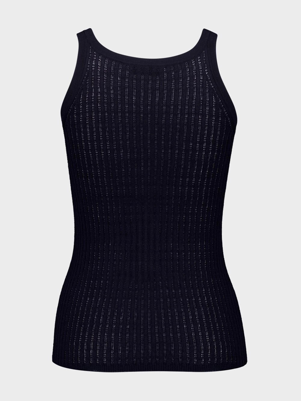 Dark Navy Nevin Pointelle Knit Tank Top