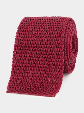Dark Red Knitted Tie Suits Mens - men's suits outlet