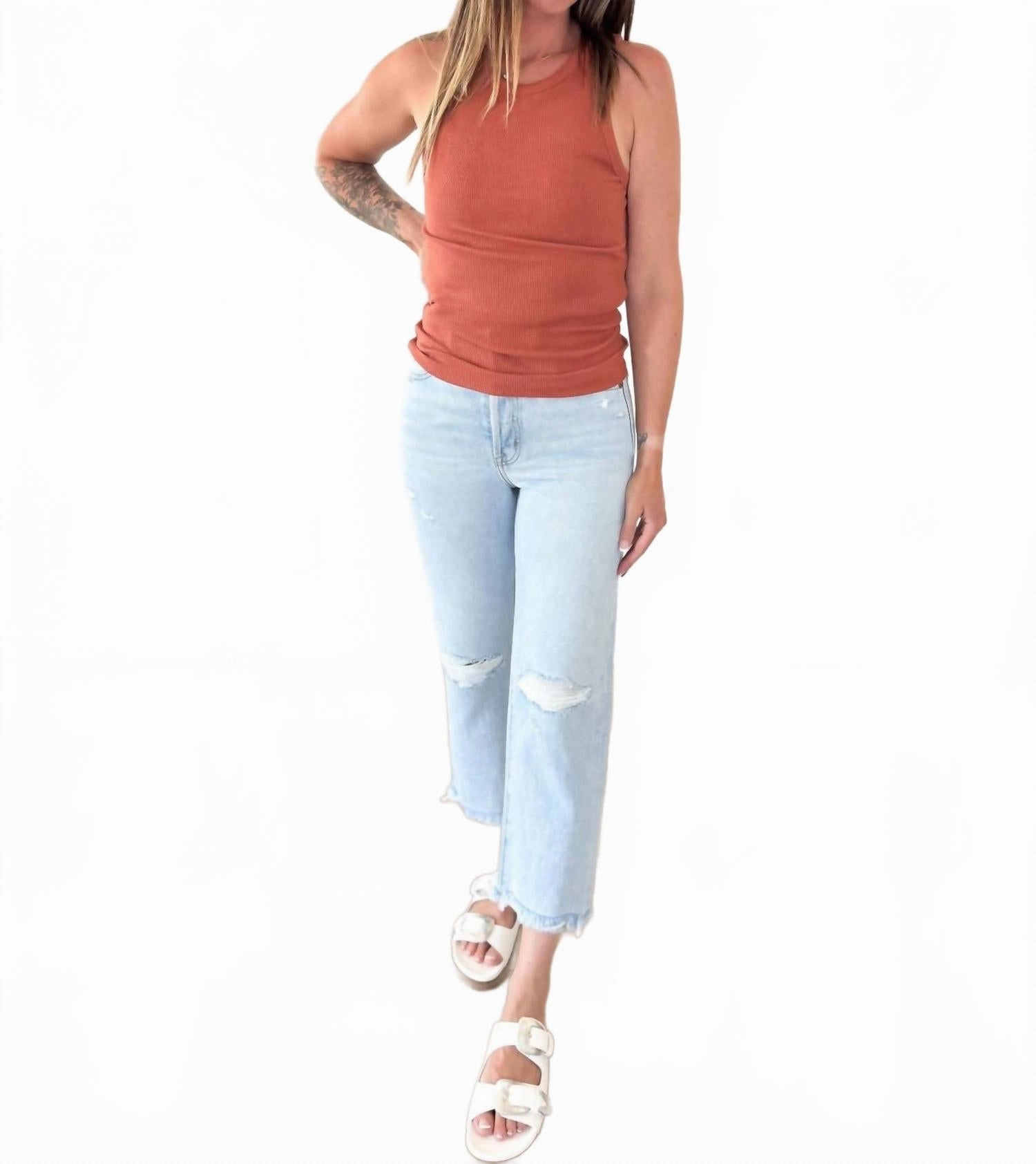 Dayana Straight Crop Jeans In Denim