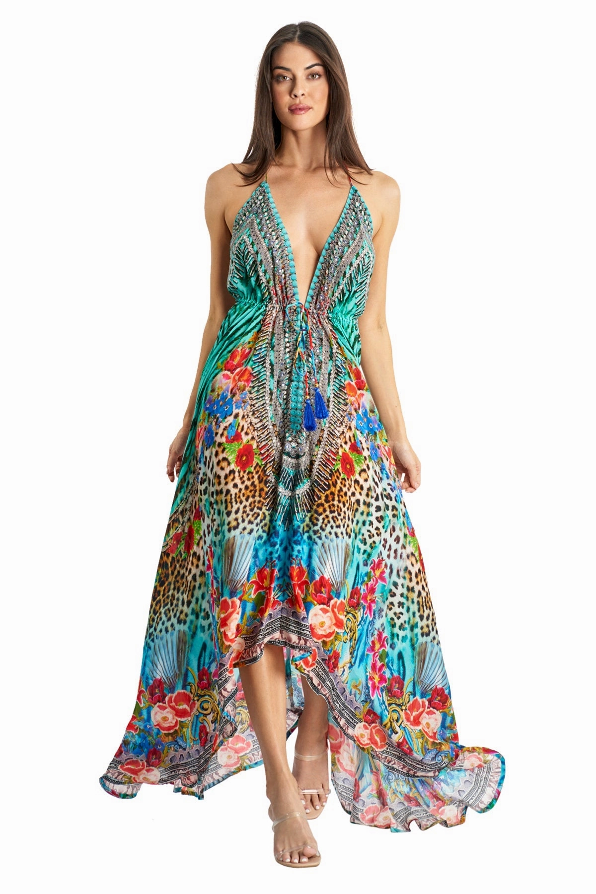 Demetra Halter Maxi Dress Swim Womens - push-up swimsuits cheap