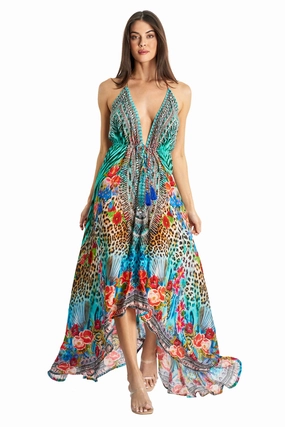 Demetra Halter Maxi Dress Swim Womens - push-up swimsuits cheap