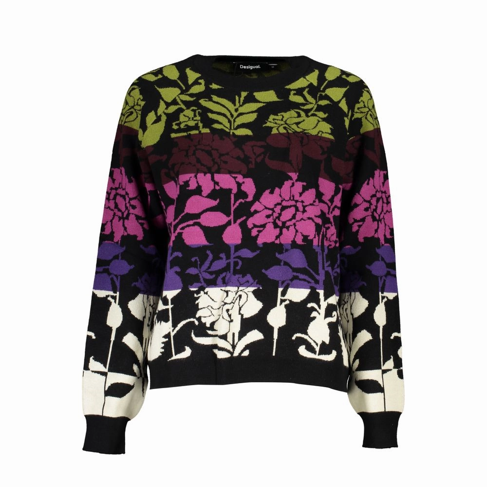 Desigual Chic Long-Sleeved  Sweater with Contrast Women's Details Tops Womens - lace tops sale