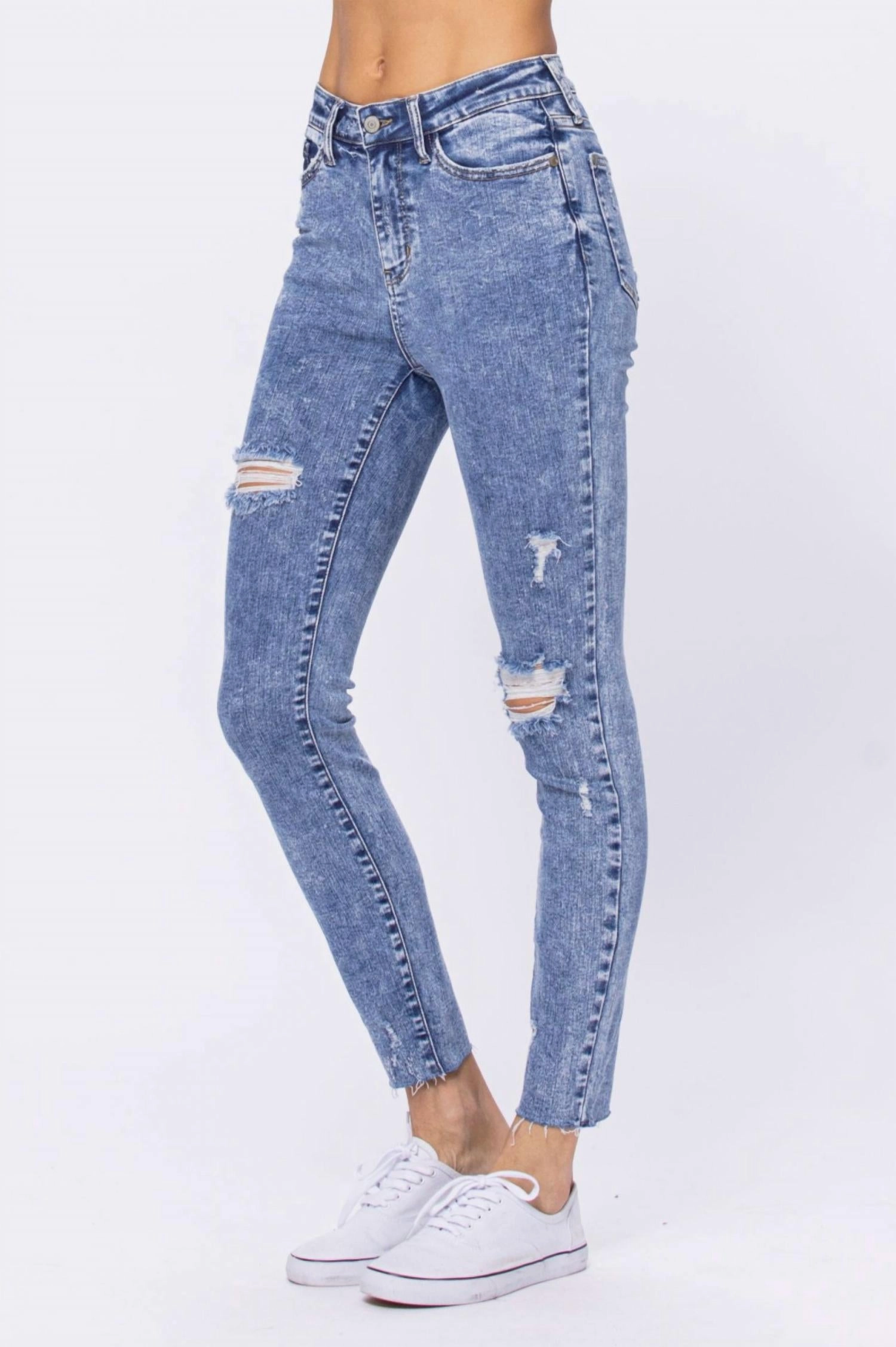 Destroyed Skinnies In Acid Wash