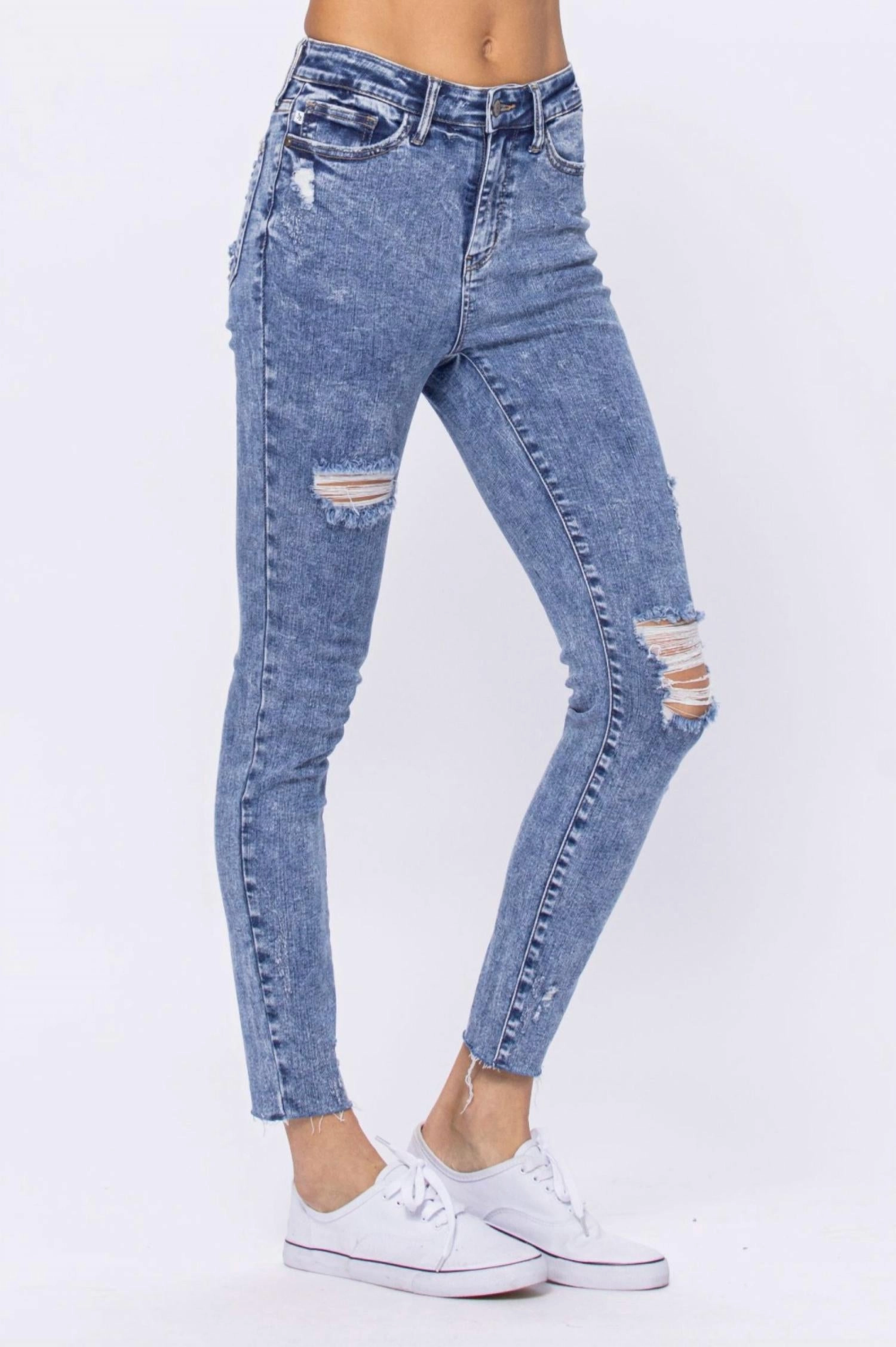 Destroyed Skinnies In Acid Wash