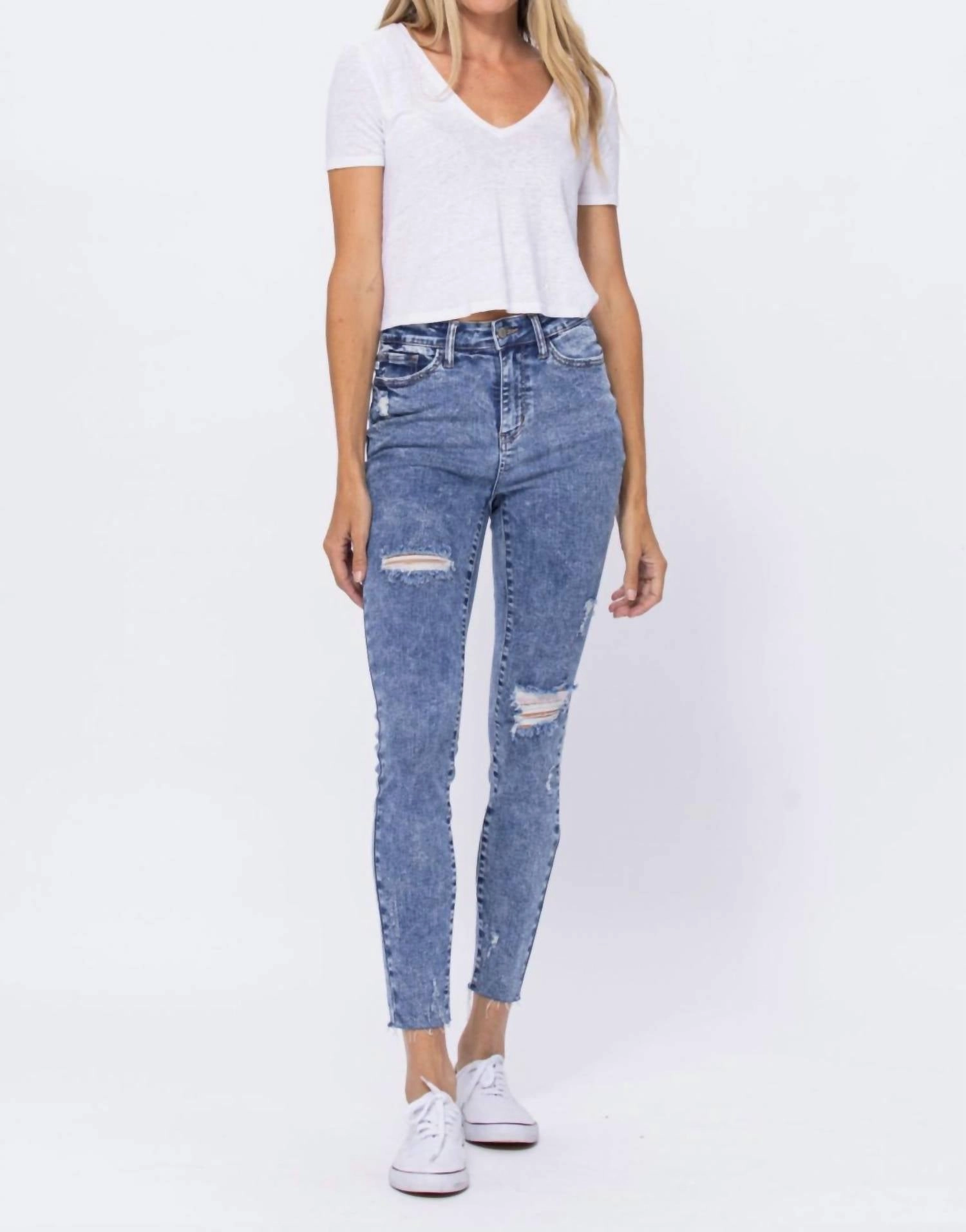 Destroyed Skinnies In Acid Wash