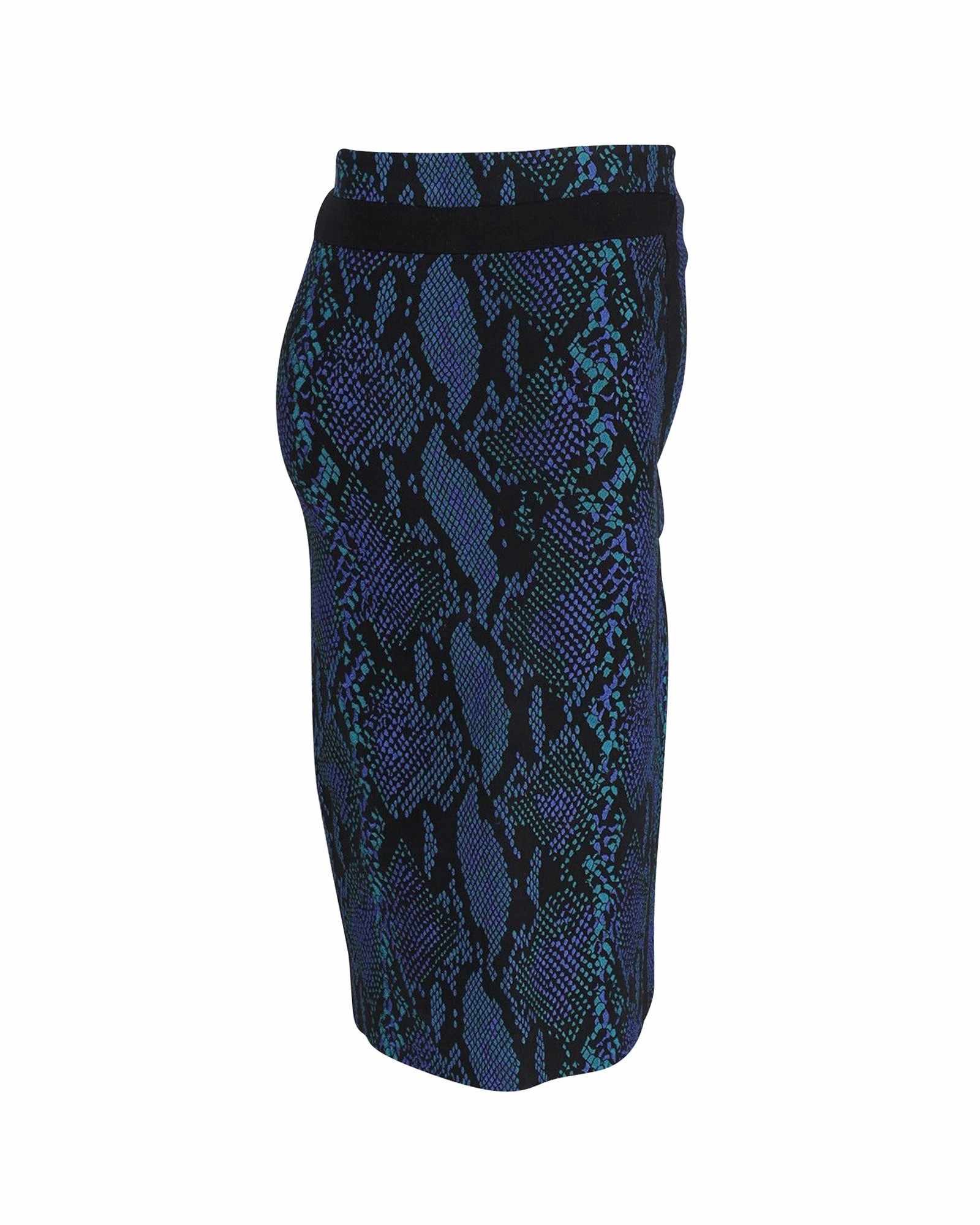 Diane Von Furstenberg Animal Print Pencil Skirt in Blue Acetate