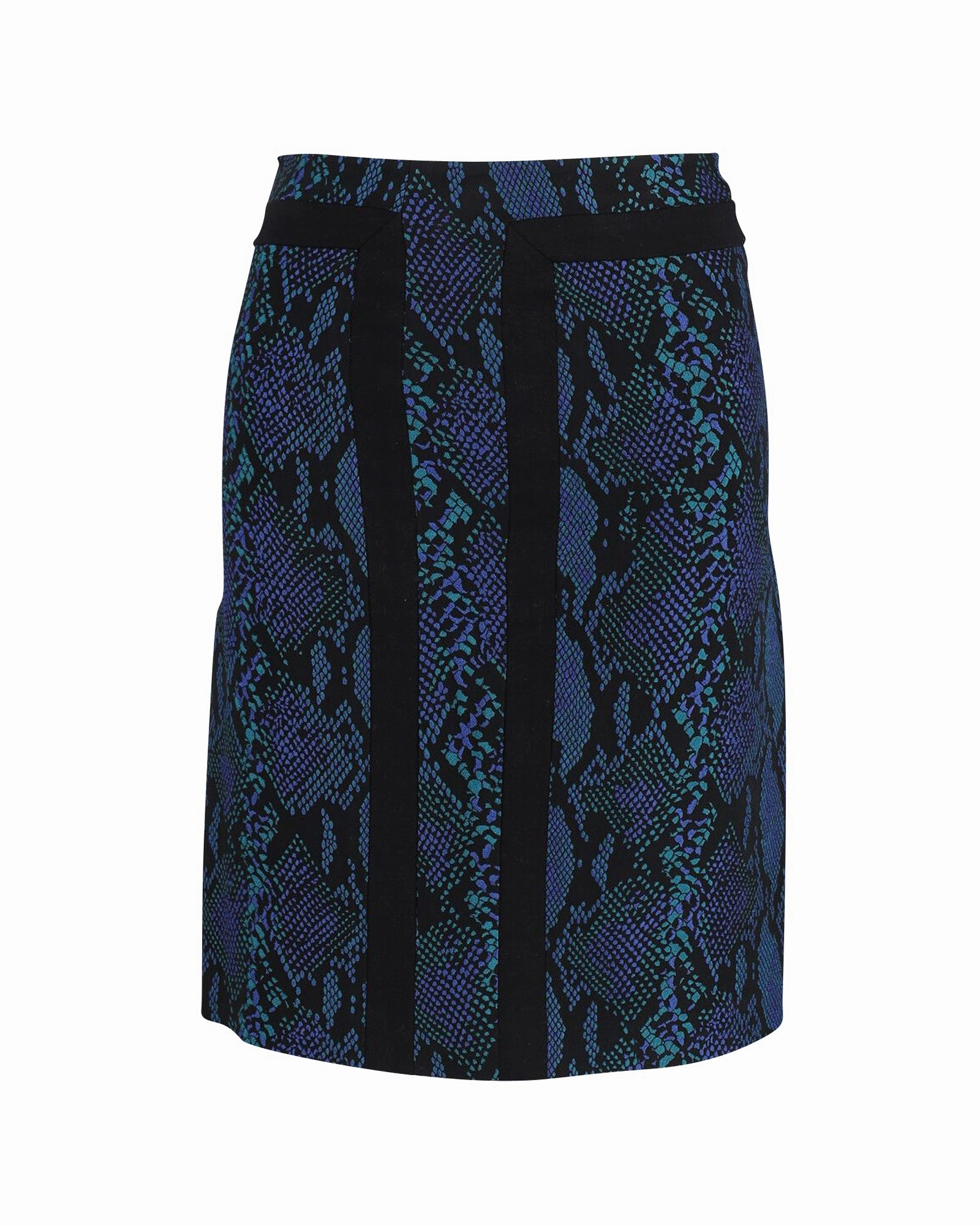 Diane Von Furstenberg Animal Print Pencil Skirt in Blue Acetate
