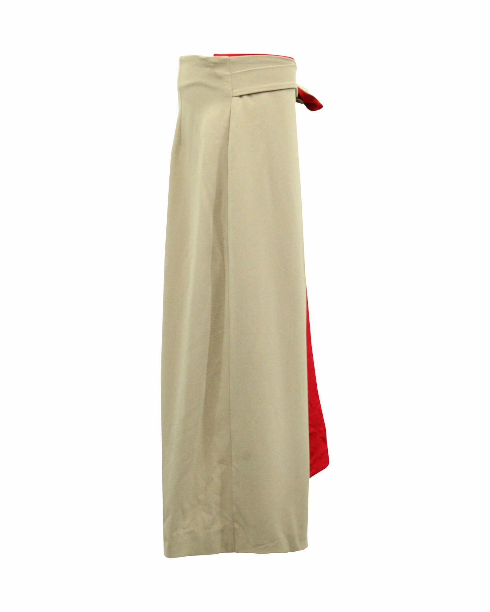 Diane Von Furstenberg Pleated Wrap Style Skirt in Beige Triacetate