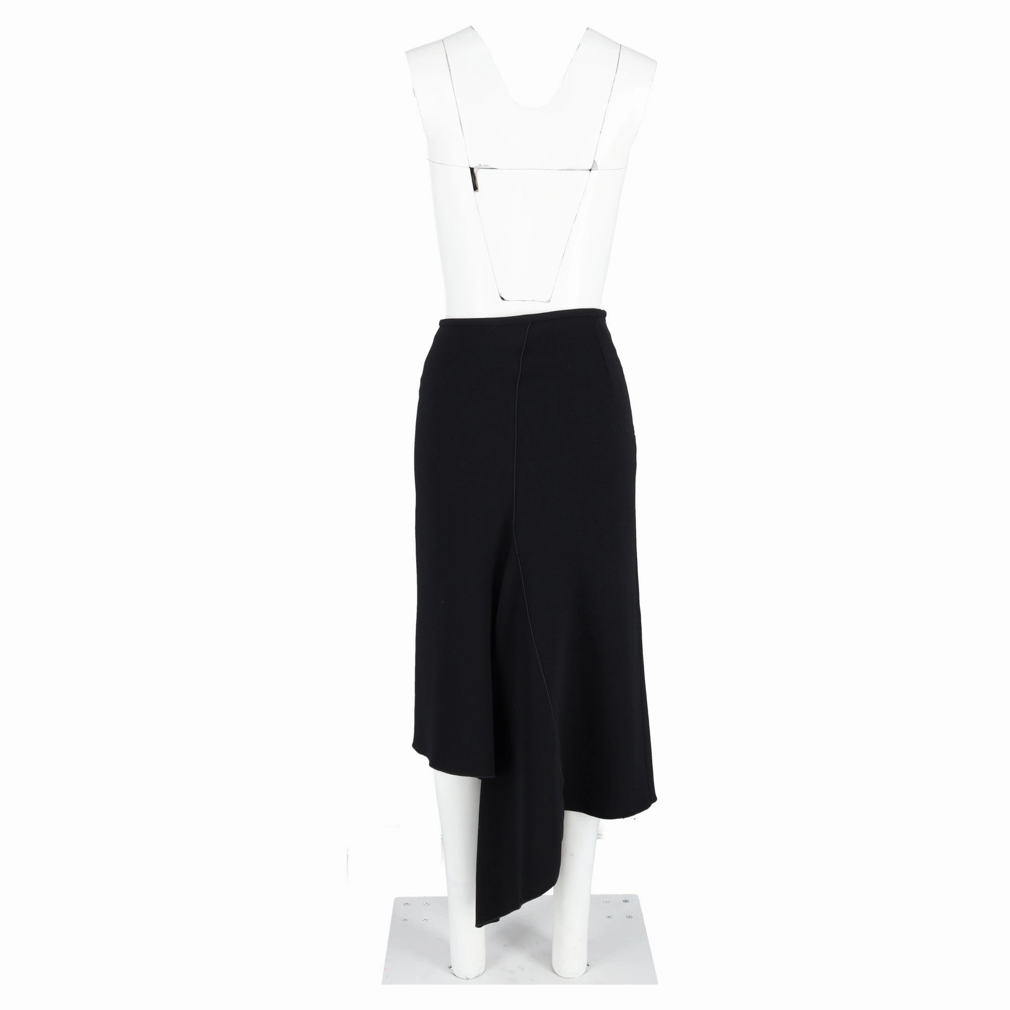 Dion Lee Asymmetric Midi Skirt in Black Wool