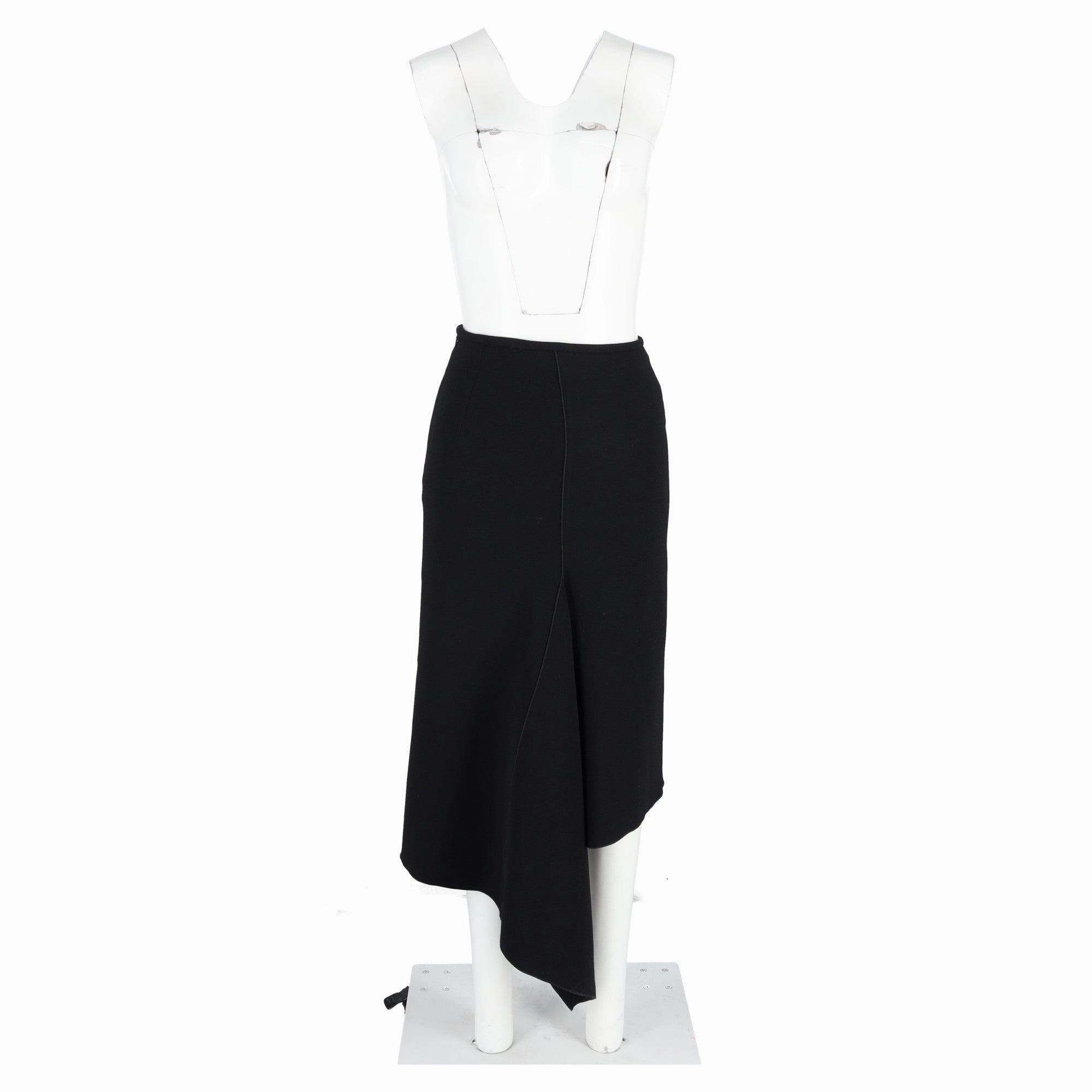 Dion Lee Asymmetric Midi Skirt in Black Wool