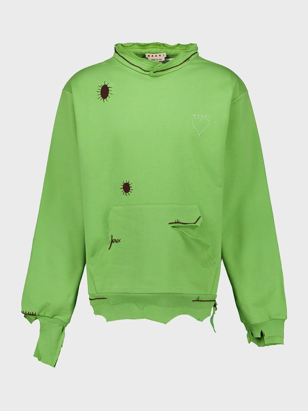 Distressed Green Cotton Sweatshirt Tops Mens - thermal tops