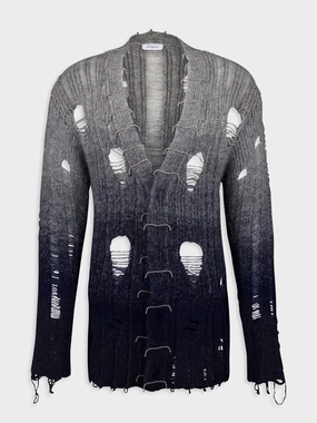 Distressed Mohair Gradient-Effect Cardigan Knitwear Mens - men's sweaters sale