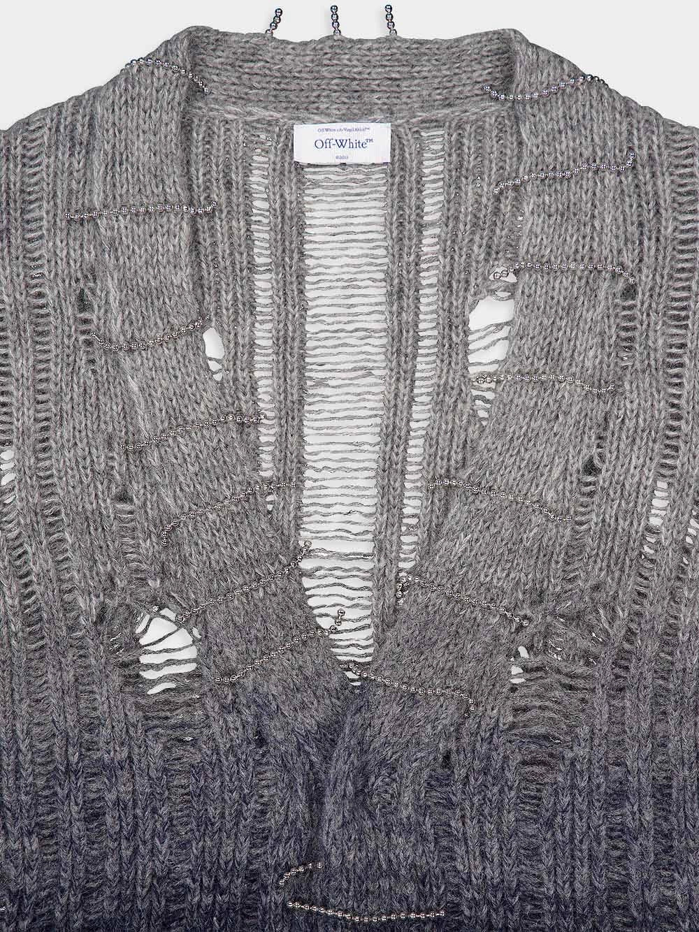 Distressed Mohair Gradient-Effect Cardigan