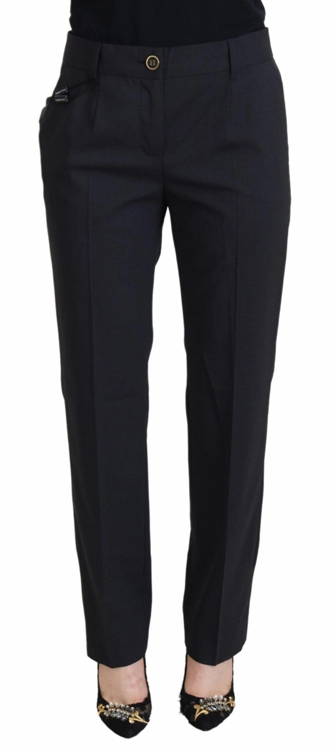 Dolce & Gabbana Chic Wool Blend Pants for Elevated Women's Style womens corduroy pants cheap