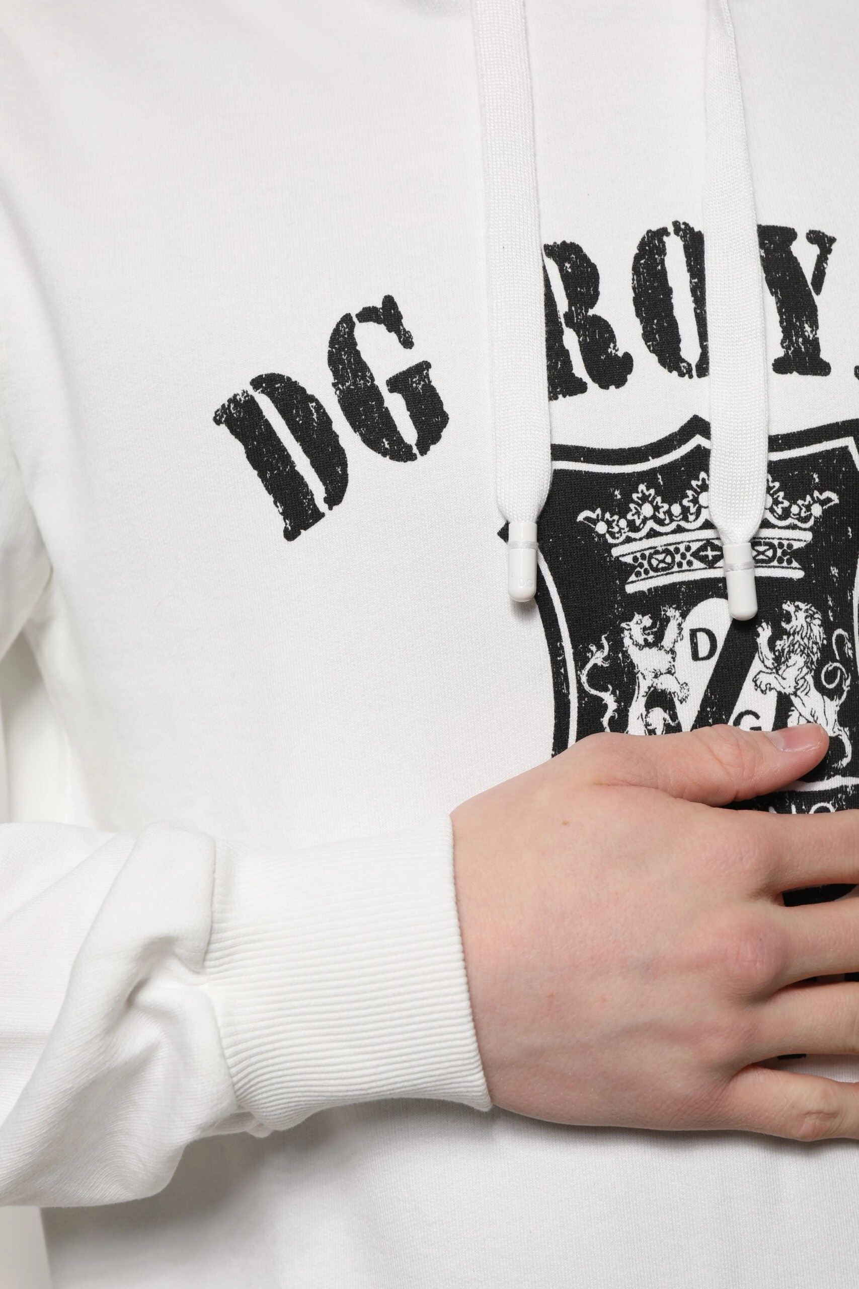 Dolce & Gabbana Cotton DG ROYAL Print Hooded Men's Sweater