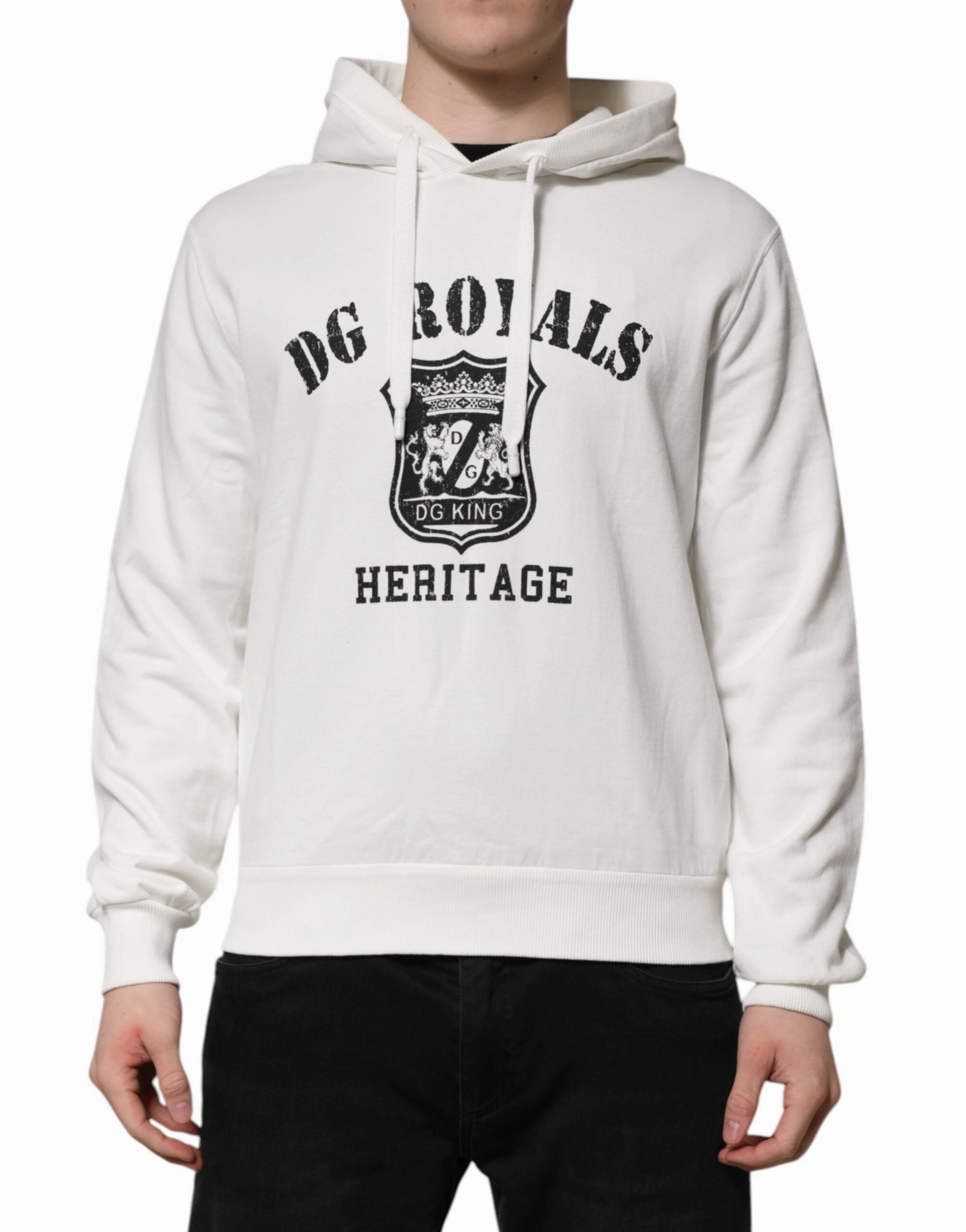 Dolce & Gabbana Cotton DG ROYAL Print Hooded Men's Sweater