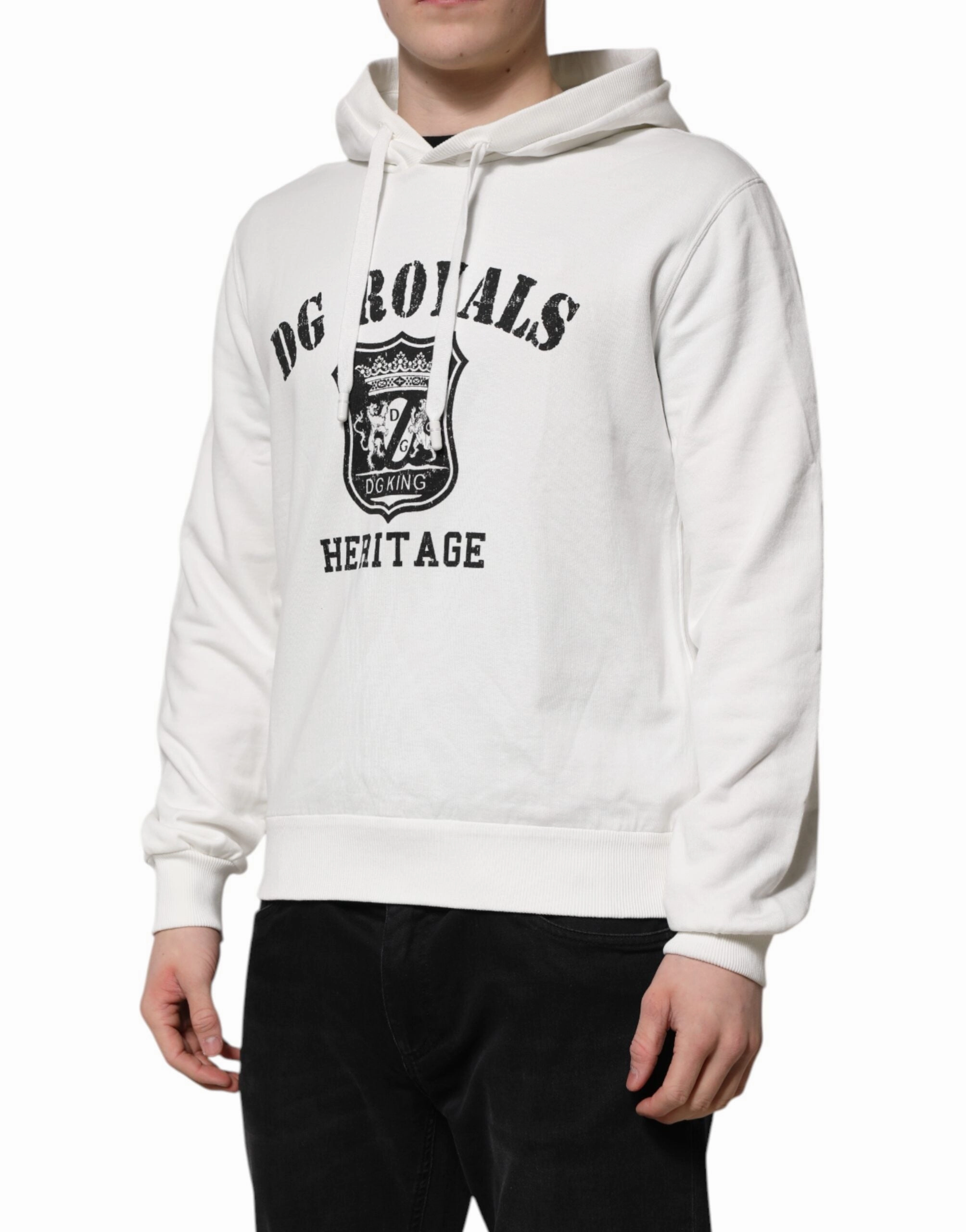 Dolce & Gabbana Cotton DG ROYAL Print Hooded Men's Sweater