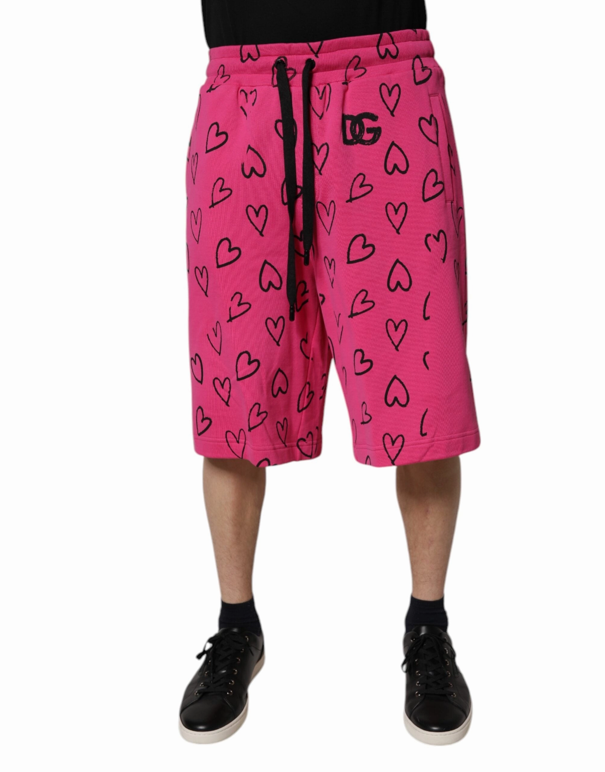 Dolce & Gabbana Cotton Heart Print Bermuda Men's Shorts (Pre-Owned)