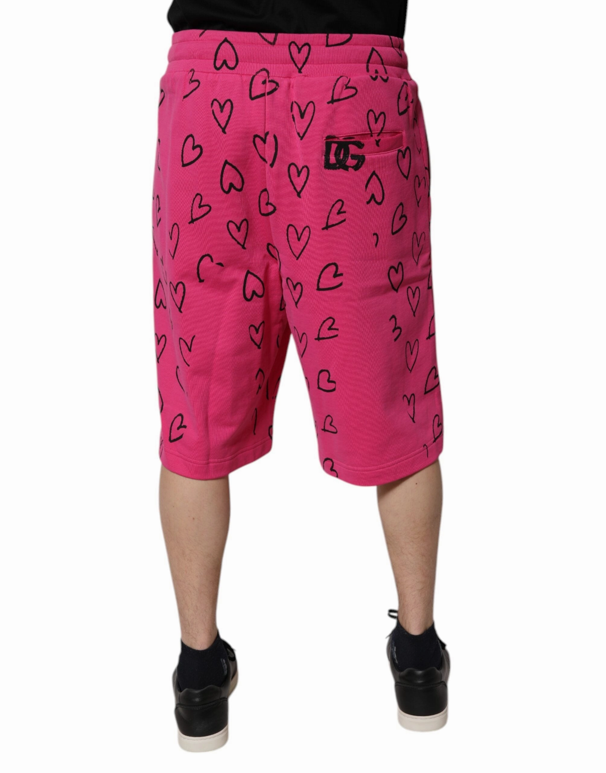Dolce & Gabbana Cotton Heart Print Bermuda Men's Shorts (Pre-Owned)