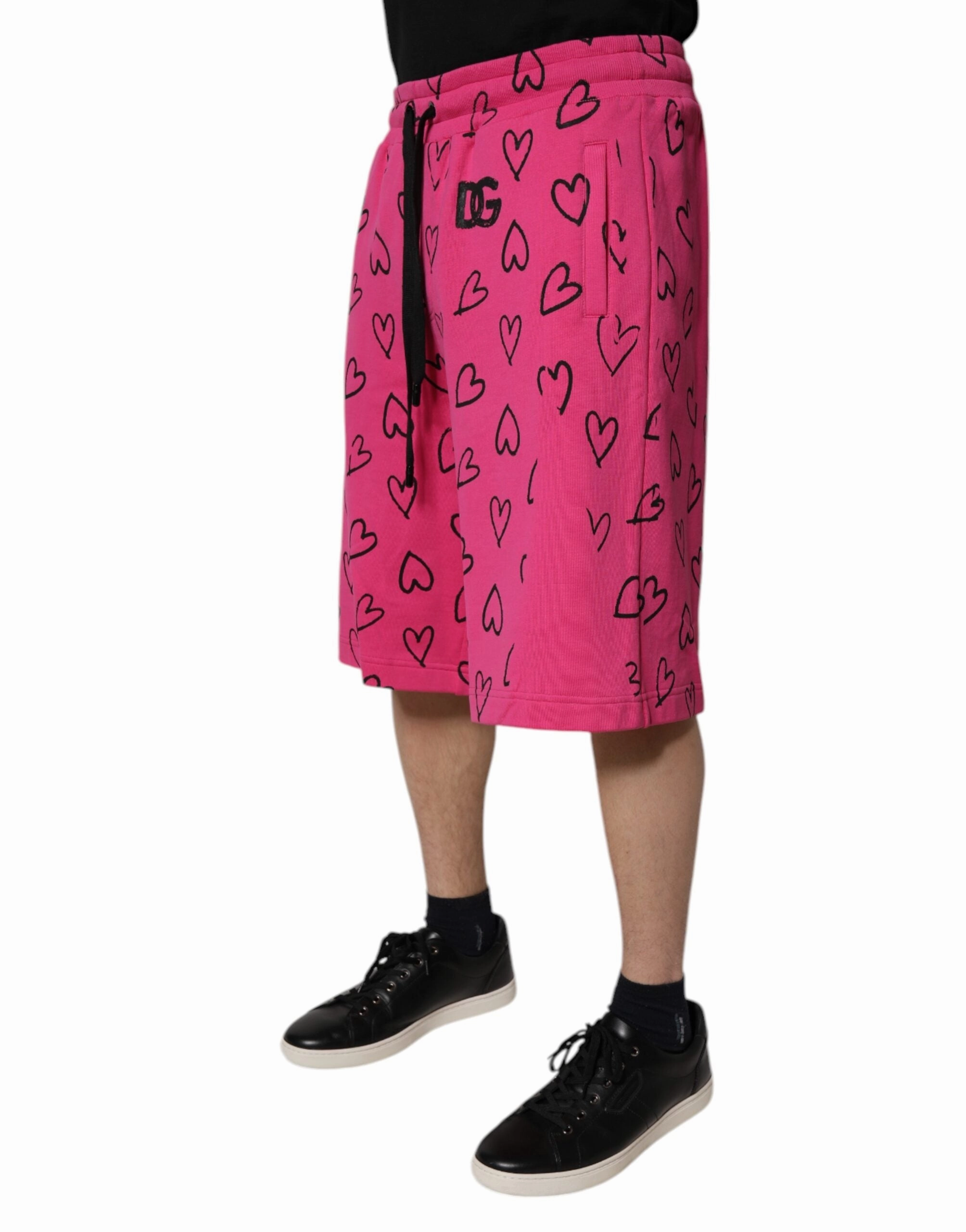 Dolce & Gabbana Cotton Heart Print Bermuda Men's Shorts (Pre-Owned)
