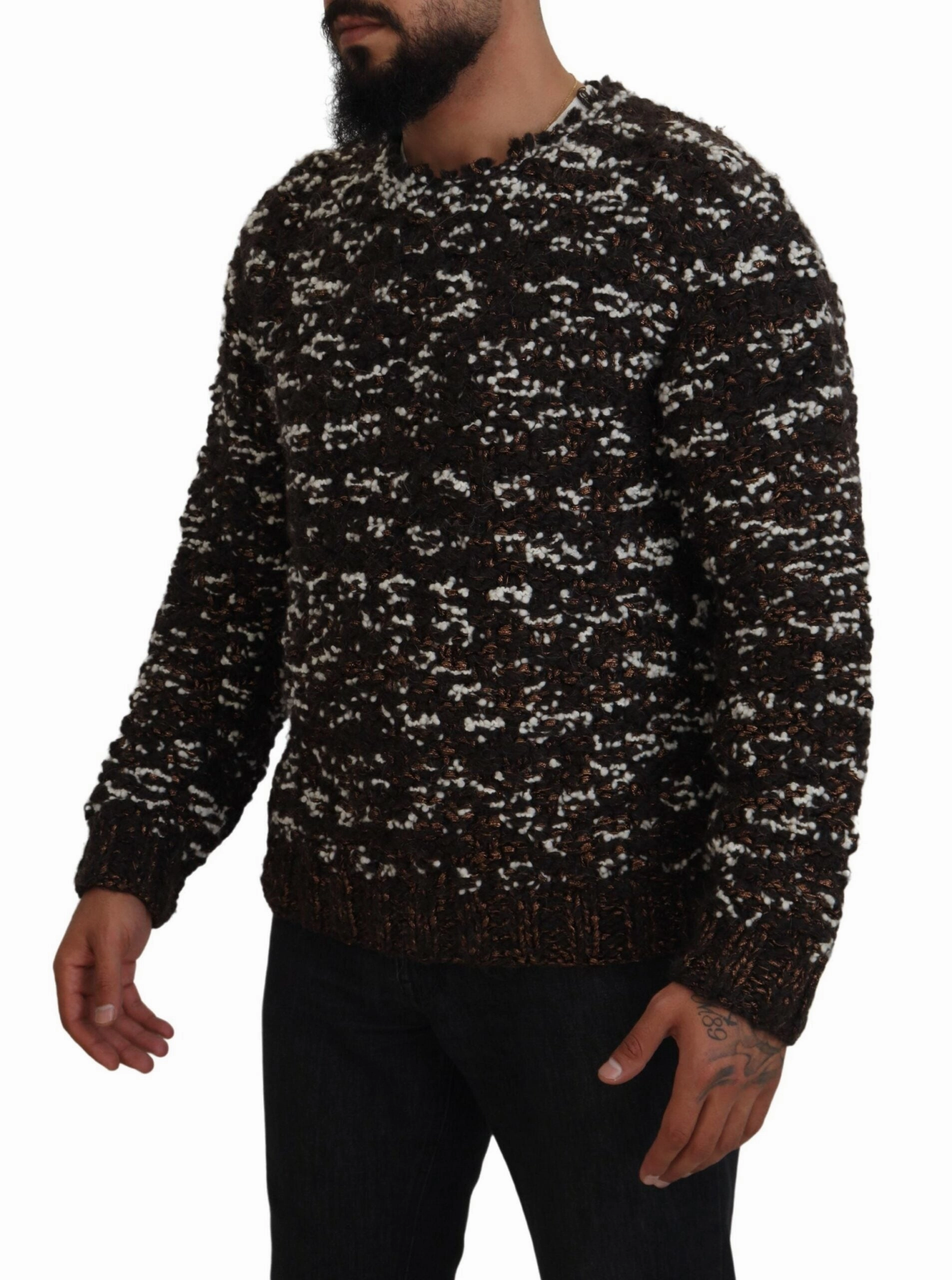 Dolce & Gabbana Elegant gold Knit Pullover Men's Sweater