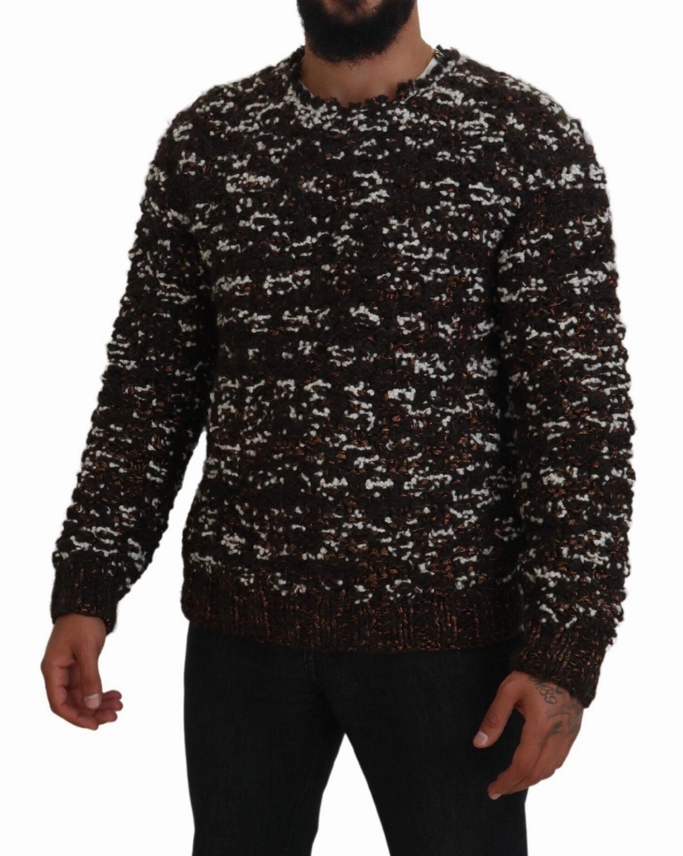 Dolce & Gabbana Elegant gold Knit Pullover Men's Sweater