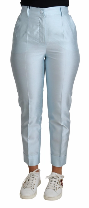 Dolce & Gabbana Elegant High-Waisted Silk Women's Trousers womens corduroy pants cheap