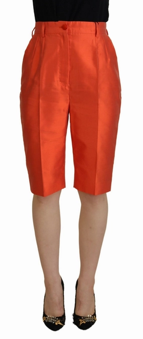 Dolce & Gabbana Elegant Silk High-Waist Cropped Women's Pants womens wide-leg pants promo