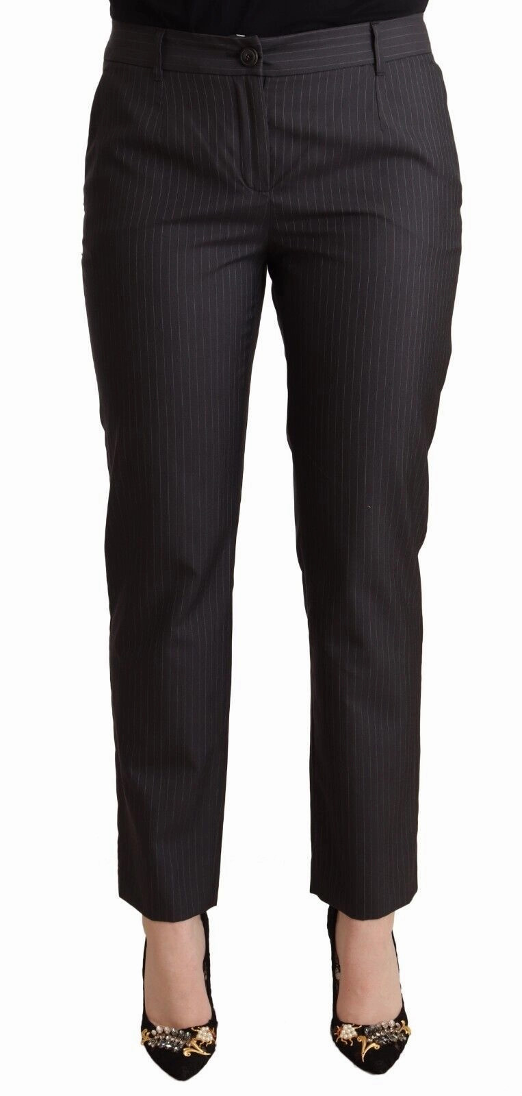 Dolce & Gabbana Elegant Tailo Virgin Wool and Silk Women's Pants womens wide-leg pants promo