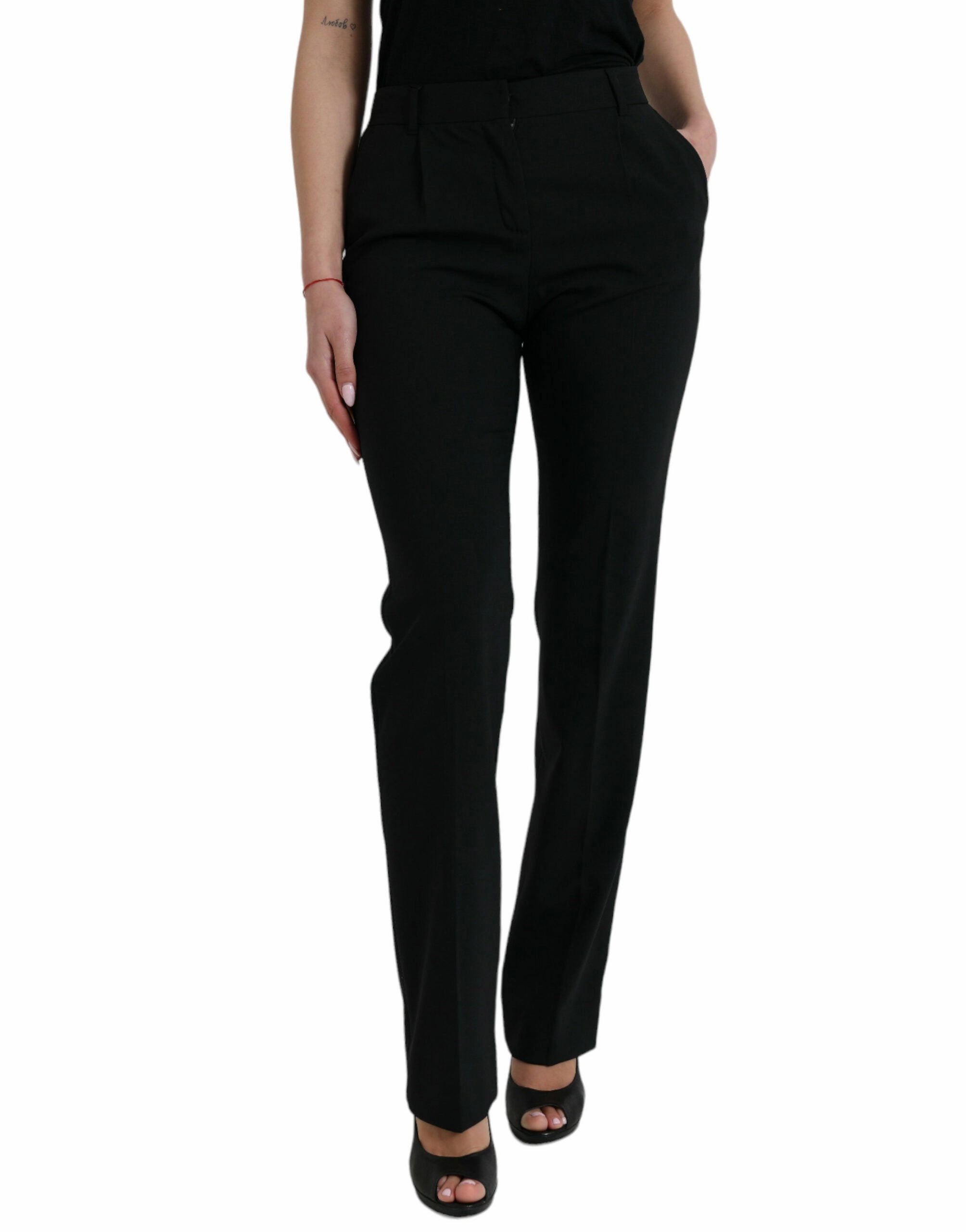 Dolce & Gabbana Elegant Tape Wool Women's Trousers womens wide-leg pants promo