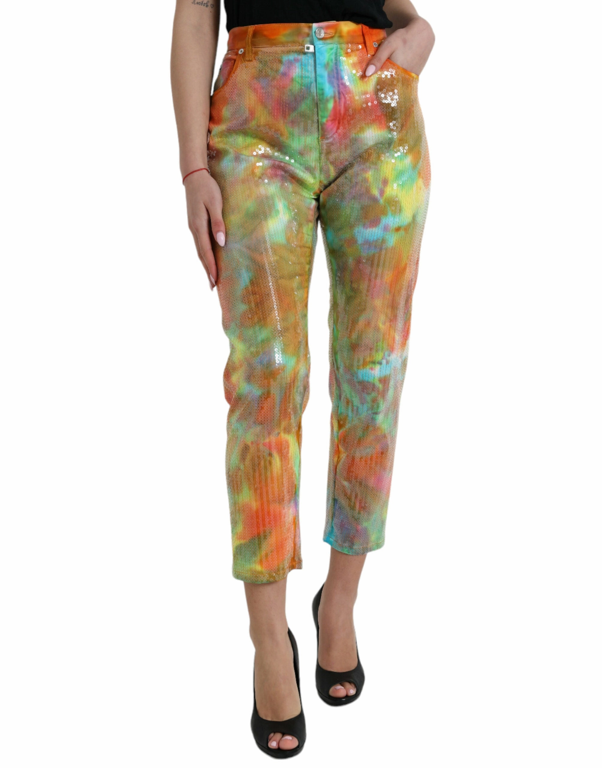Dolce & Gabbana High Waist Cropped Women's Pants womens wide-leg pants promo