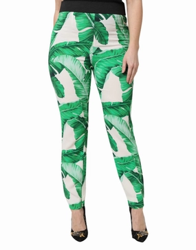 Dolce & Gabbana  Leaf High Waist Women's Pants womens sweatpants cheap