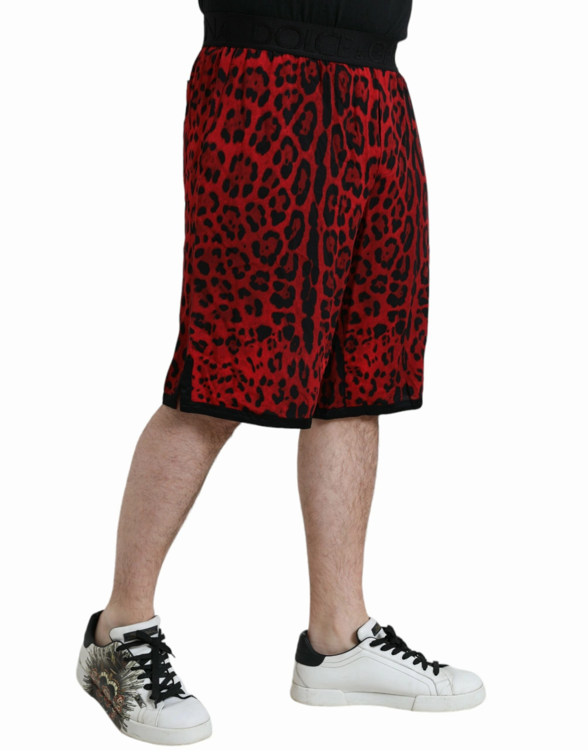 Dolce & Gabbana Leopard Print Viscose Bermuda Men's Shorts