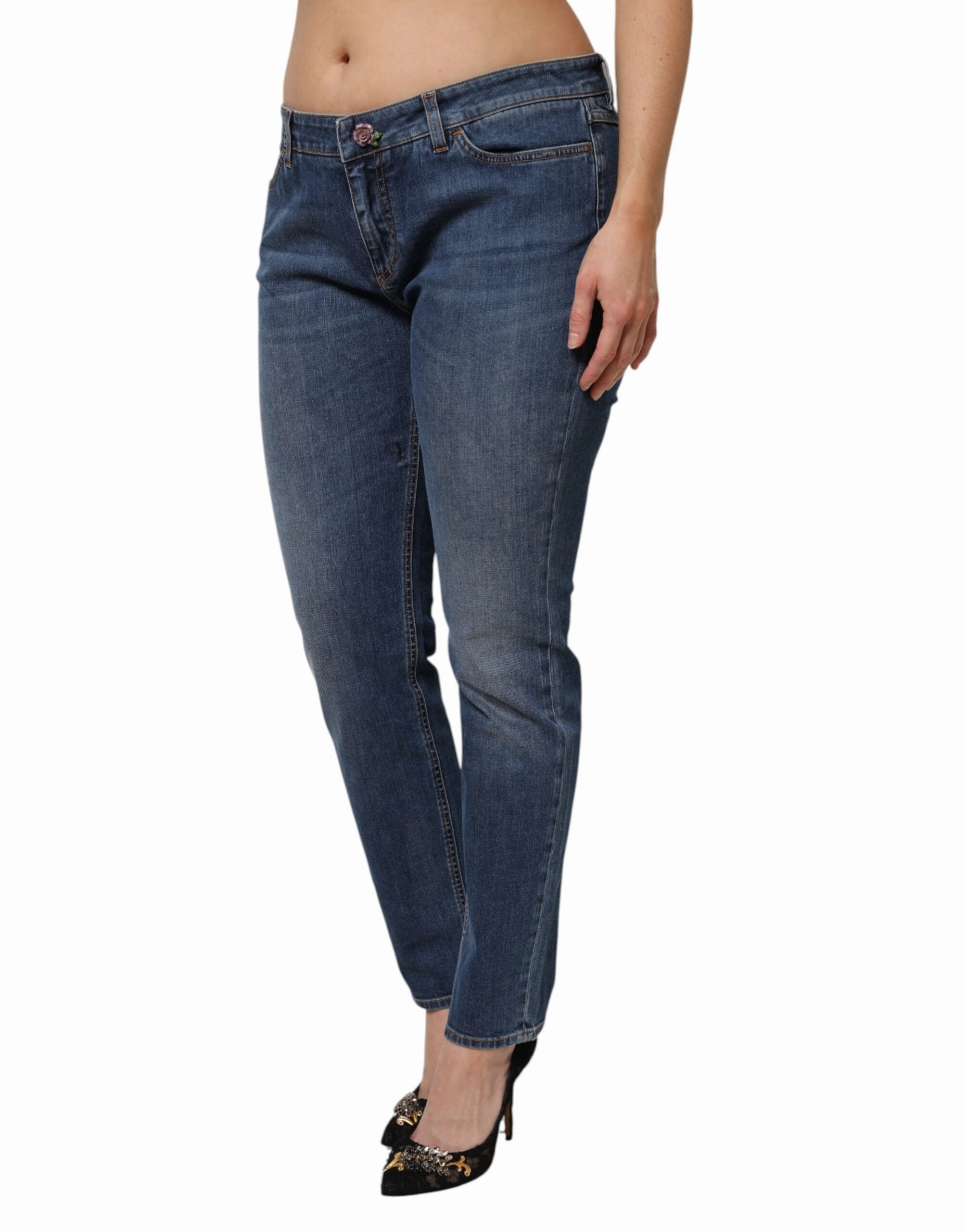 Dolce & Gabbana Low Waist Cotton Skinny Women's Jeans (Pre-Owned)