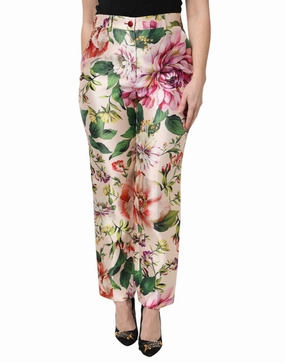Dolce & Gabbana multi Floral High Waist Straight Women's Pants womens cargo pants promo