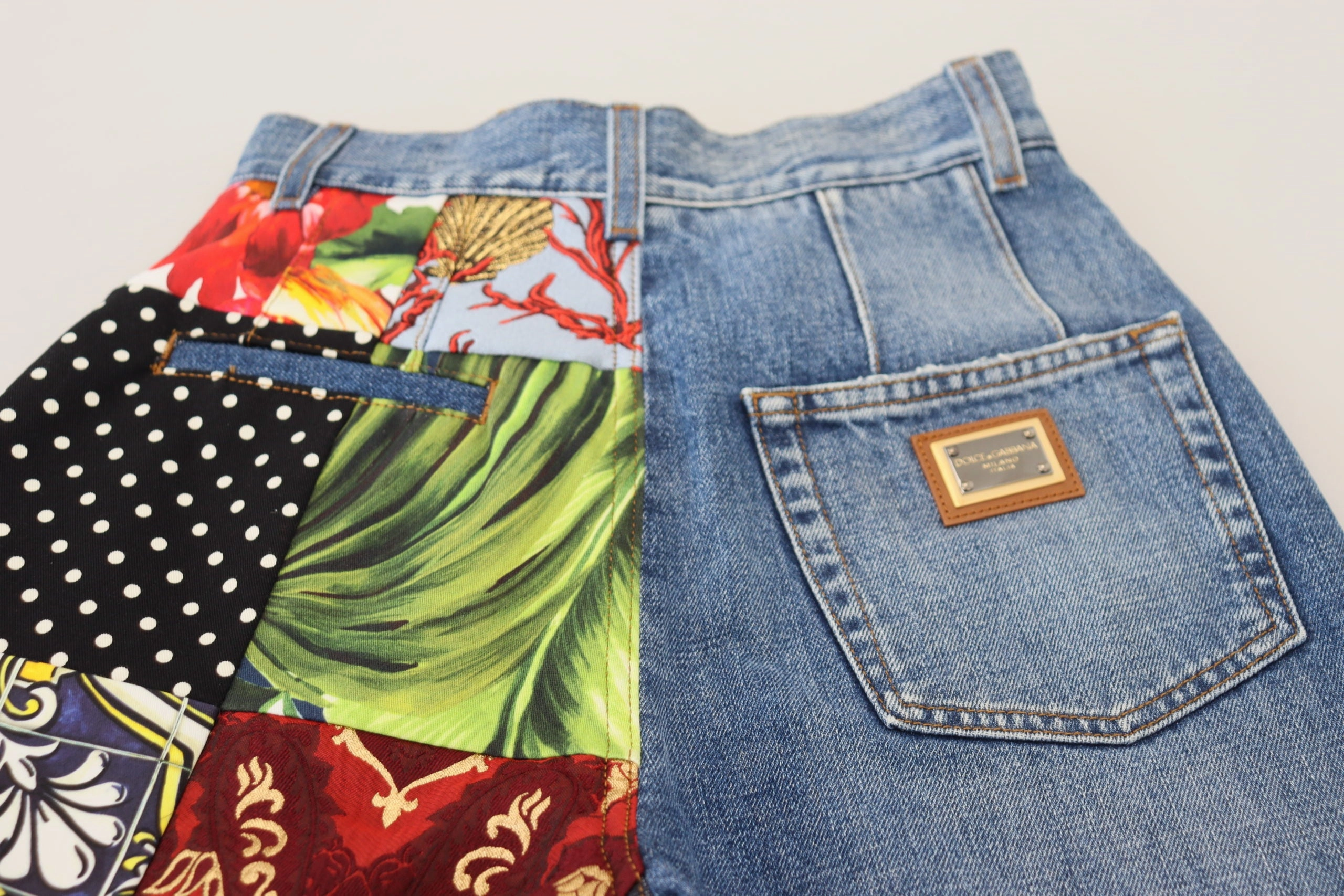 Dolce & Gabbana Patchwork Jacquard  Luxury Women's Jeans