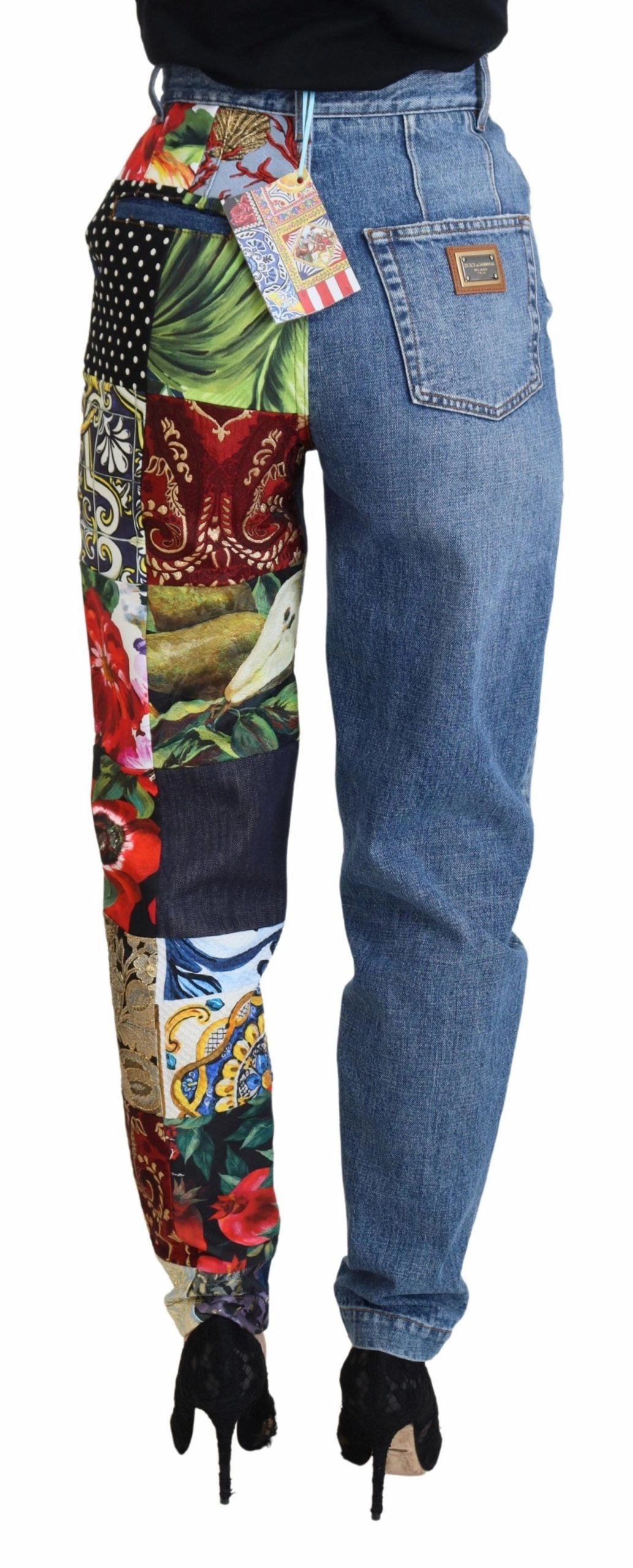 Dolce & Gabbana Patchwork Jacquard  Luxury Women's Jeans