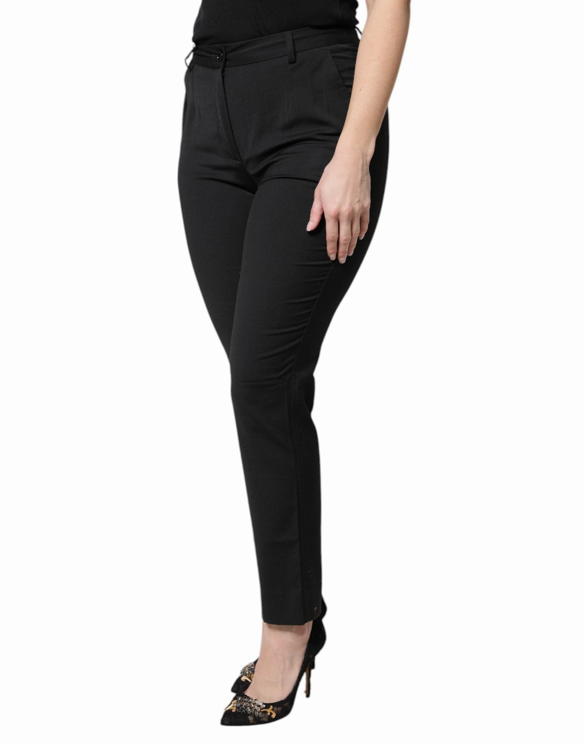 Dolce & Gabbana Polyester High Waist Slim Women's Pants (Pre-Owned)