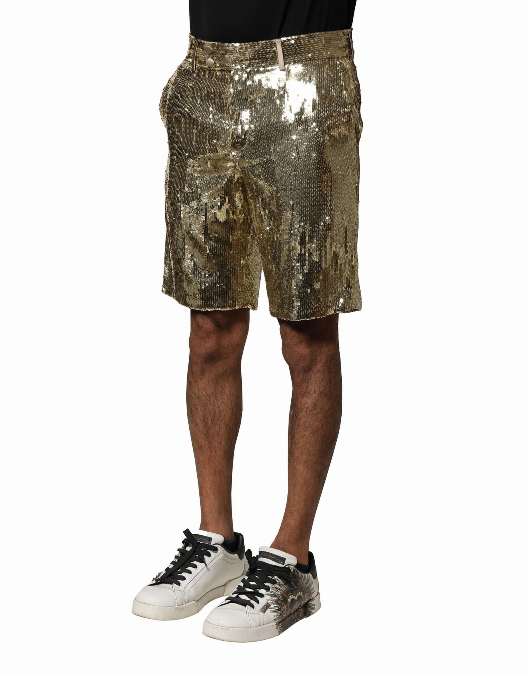 Dolce & Gabbana Sequin Polyester Embellished Bermuda Men's Shorts